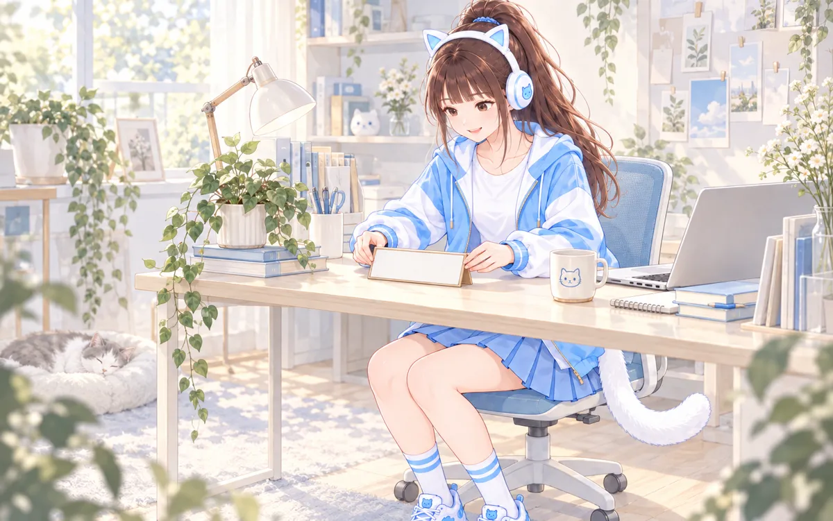 日記 04 封面：朵拉在自己的小桌前開心整理